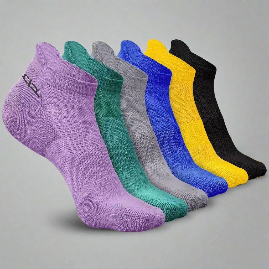 Bamboo Men Ankle Socks - 6 Pairs-Dark Green | Yellow | Purple | Black | Royal Blue | Light Grey