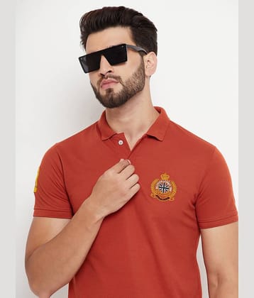 RELANE Pack of 1 Cotton Blend Regular Fit Solid Half Sleeves Men's Polo T Shirt ( Rust Brown )