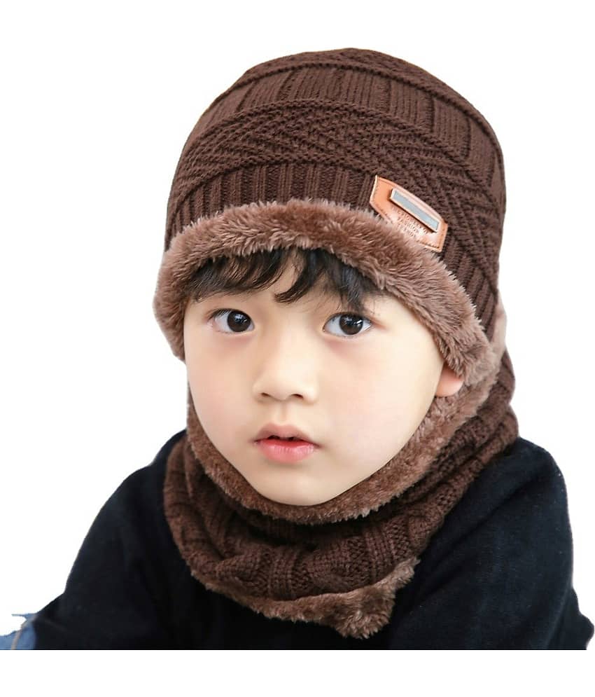 AKSMIT Brown Woollen Women's Cap ( Pack of 1 )