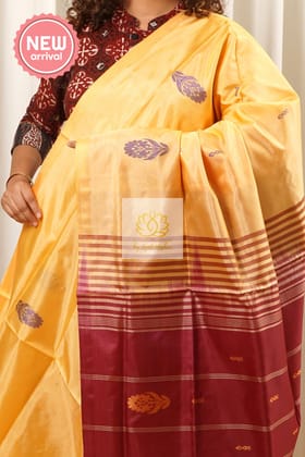Handwoven Banana Pith Silk Saree With Blouse Piece