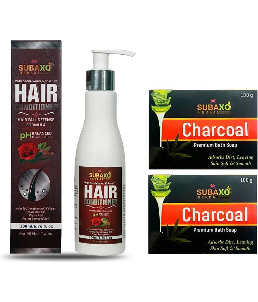 Herbal Hair Conditioner | Reduce Hair Fall & Protect Hair Damage (200 ml) & Charcoal Soap 2 Pc Each 100 G