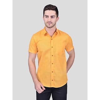 PrintCultr Men Regular Fit Solid Curved Collar Casual Shirt