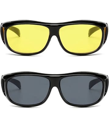 GEEO Day & Night HD Vision Black Riding Goggles ( Pack of 2 )