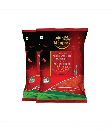 MANPRAS - 500 gm Laal Mirch (Red Chili) ( Pack of 2 )