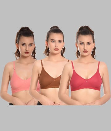 Elina Pack of 3 Cotton Non Padded Women's T-Shirt Bra ( Multicolor )