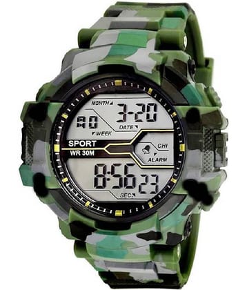 Hala Green PU Digital Men's Watch