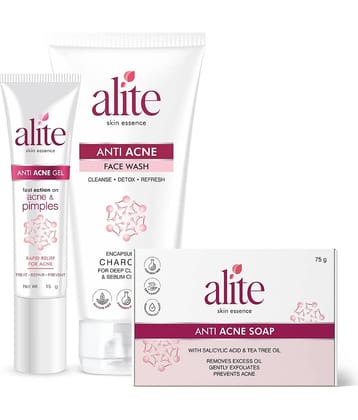 alite Anti Acne Charcoal Facewash 70g & Anti Acne Gel 15g & Anti acne soap 75g Combo Pack