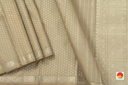 Pastel Beige Kanchipuram Silk Saree Handwoven Pure Silk Pure Zari For Party Wear PV NYC 680