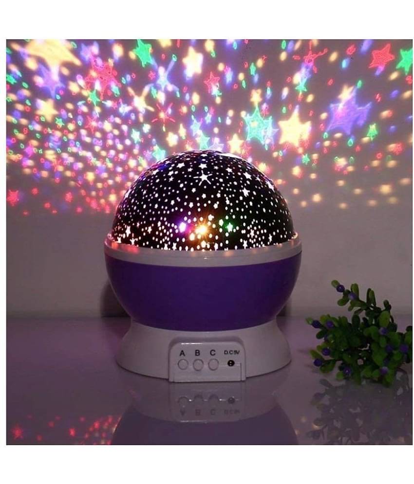 MOHANKHEDA Star Master Colorful LED 360 Degree Rotating Moon Light Projector Night Lamp with USB Cable Kids Room Night Bulb - Pack of 1