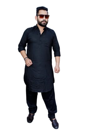 Preen SP Pathani Suit / Kurta Pajama Set Black-M