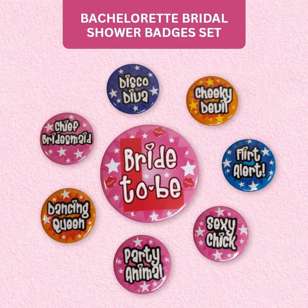 Bachelorette Bridal Shower Badges Set - 8PC - Party and Festive Needs | Buy online on ZillyBuy