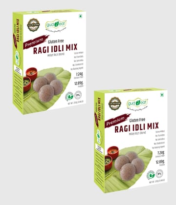 Gud2Eat Ragi Idli Mix | High Calcium & Fiber | Soft & Fluffy Idli Mix | 400g  ( Pack of 2, 200g x 2 )