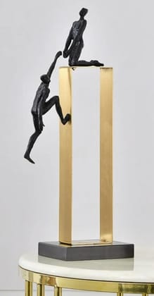 Helping hand man figurine-Black / Polyresin | Matt Finish / H: 10 | L: 10 (In Inches)