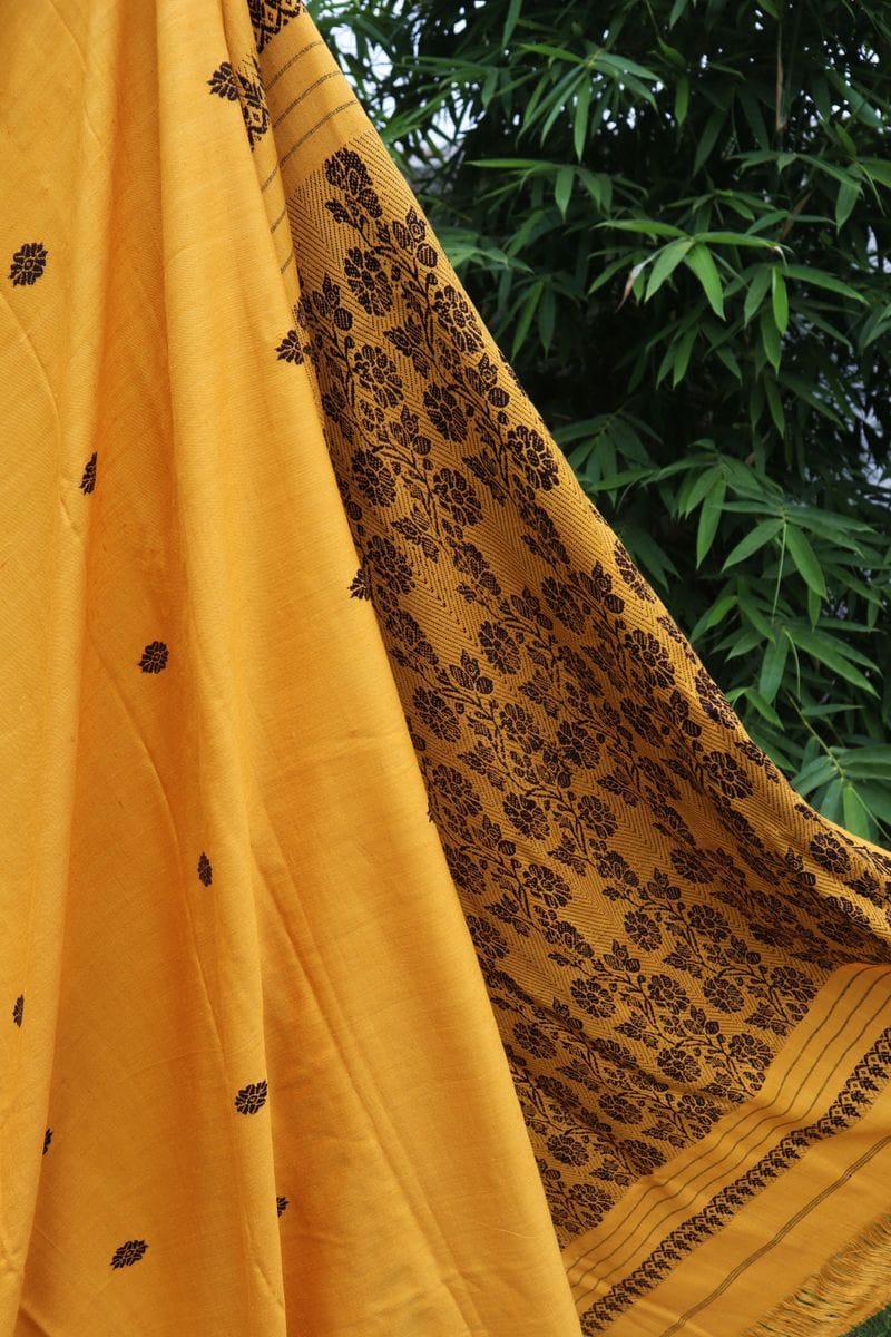 Handwoven Yellow Eri Silk Saree