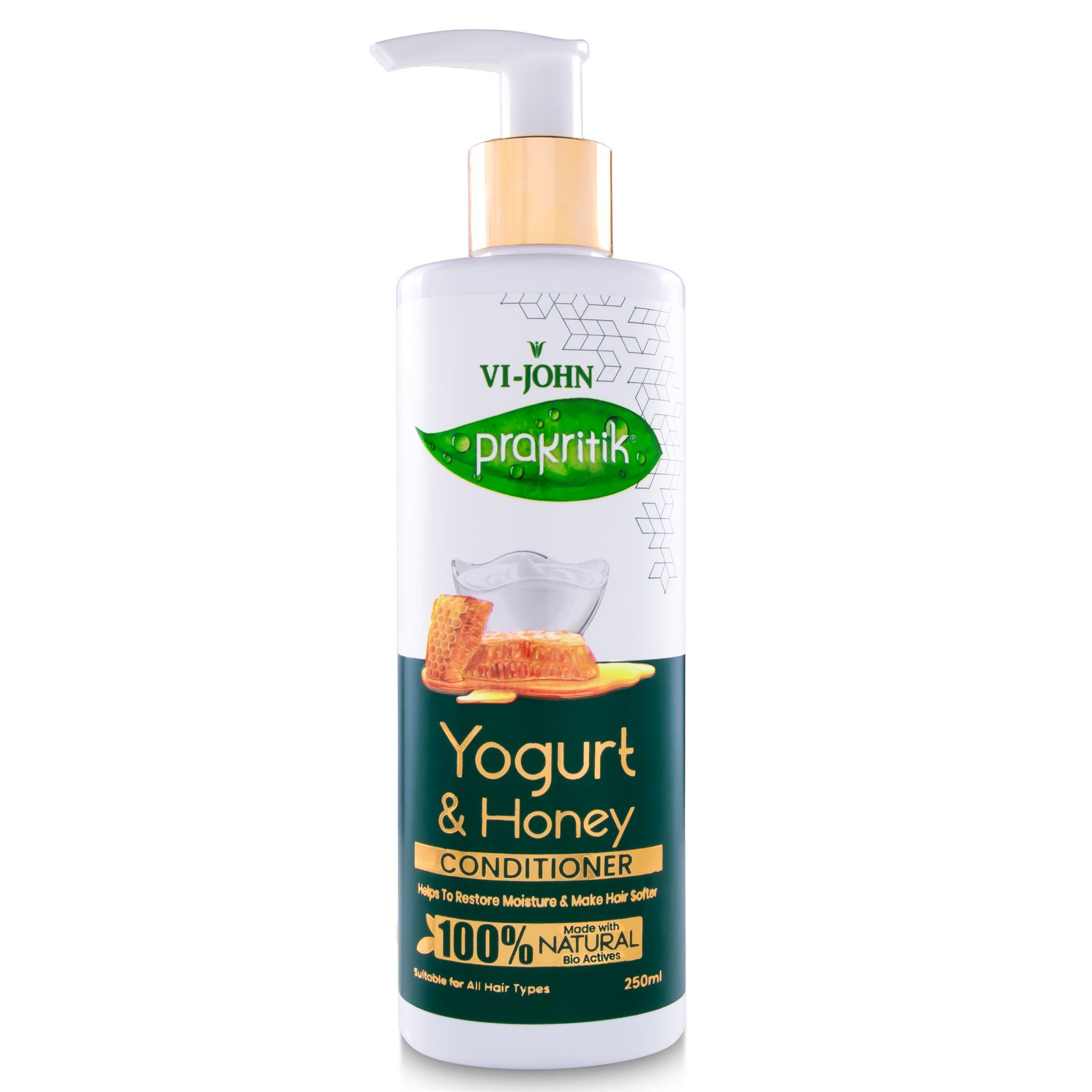 VI-JOHN PRAKRITIK Yogurt & Honey Conditioner, Restores Hair Moisture, Made With Natural Bio-Active  (250 ml)