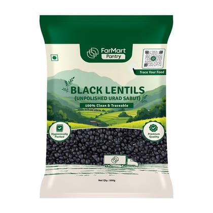 FarMart Pantry Black Lentils | 500g Each | Pure & Unpolished | Protein-Rich & Wholesome