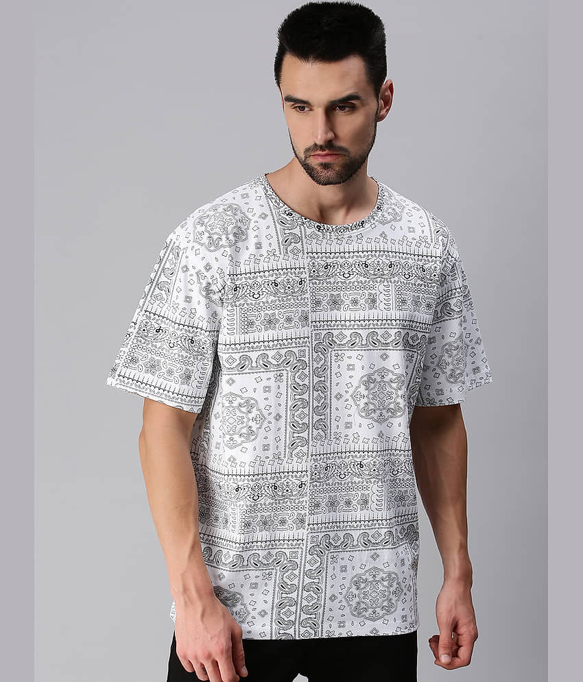 Veirdo Pack of 1 Cotton Oversized Fit Men's T-Shirt ( White )