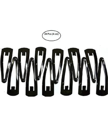 FOK Set of 24 Pcs-12 Pairs (4 cm) Black Metal Triangular Tik Tak Hair Pins