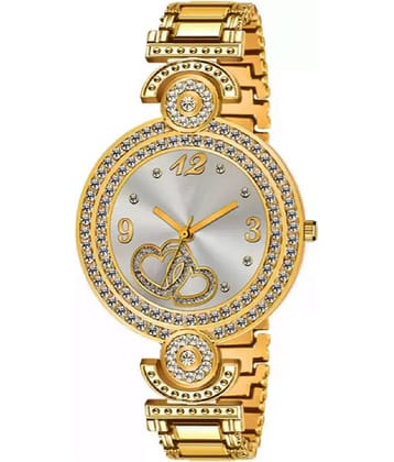 Viser Gold Metal Analog Womens Watch
