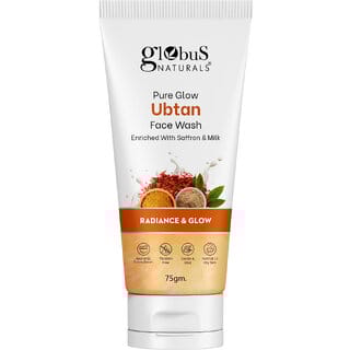 Globus Naturals Pure Glow Ubtan Face Wash Enriched With Saffron  Milk For Radiance  GLow Natural Gentle  Mild Suitable For All Skin Types 75 gm
