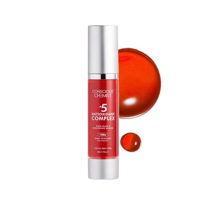 Conscious Chemist® Rapid Glow & Brightening Essence | Face Serum with 5 Antioxidant Complex (100X Stronger Than Vitamin C), Vitamin E & Retinol | For Radiant, Even-Toned Skin, For Men & Women, All Skin Types – 50ml Conscious Chemist® Rapid Glow & Brighte