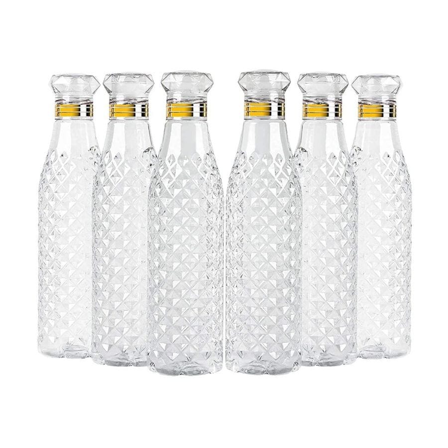 Diamond Cut BPA-Free Plastic Water Bottle Set (6-Pack)