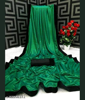 Shivadit ethnic Lycra Solid Saree With Unstitched Blouse Piece ( Green )