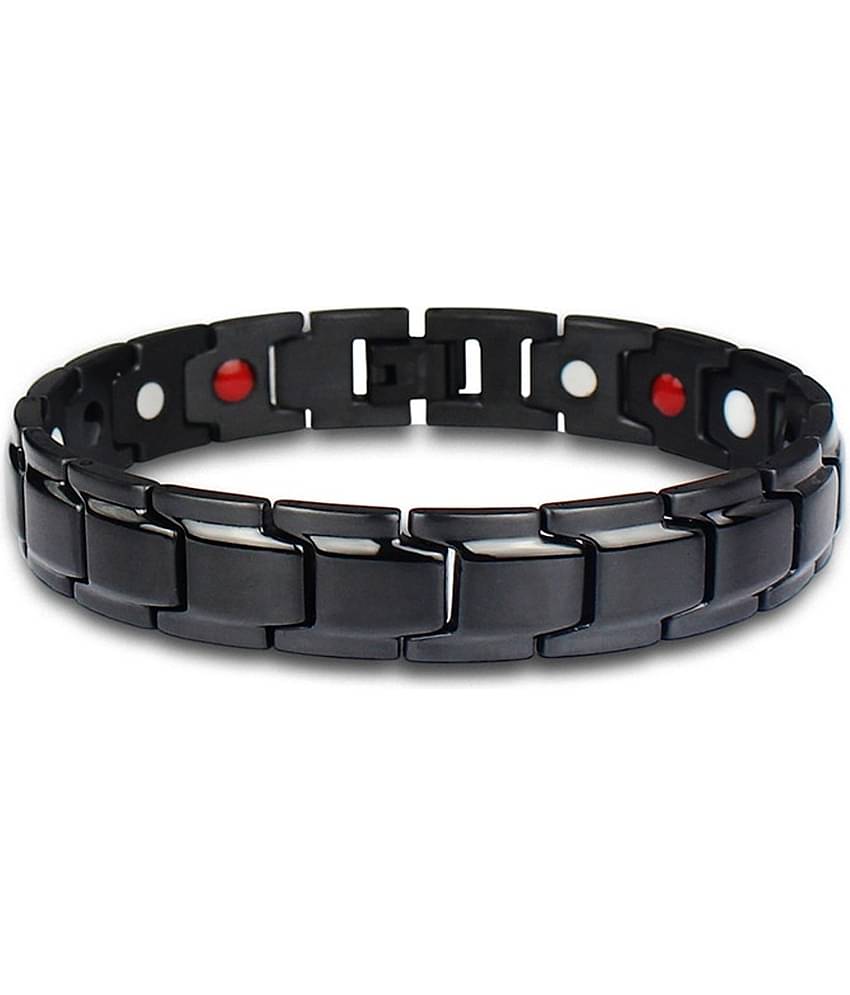 ZIVOM® Classic Glossy Black Stainless Steel Magnet Health Care Therapy Bio Energy Bracelet Men Boys