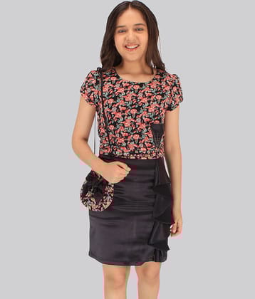 Cutecumber Georgette Shift Dress For Girls ( Pack of 1 , Black )