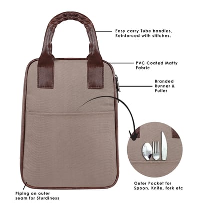 Mink Grey Marvel: PVC Coated Matty Insulated Tiffin Bag/Lunch Bag (TB06)