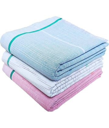 Mk weaves Cotton Self Design Below 300 -GSM Bath Towel ( Pack of 3 ) - Multicolor