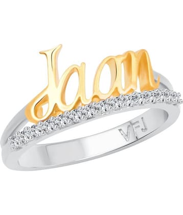 Vighnaharta Romantic Word "JAAN" CZ Rhodium Plated Alloy Ring for Women and Girls - [VFJ1258FRR11]