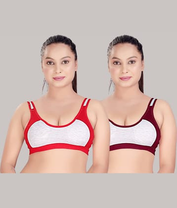 HAYA Pack of 2 Cotton Non Padded Women's Everyday Bra ( Multicolor )