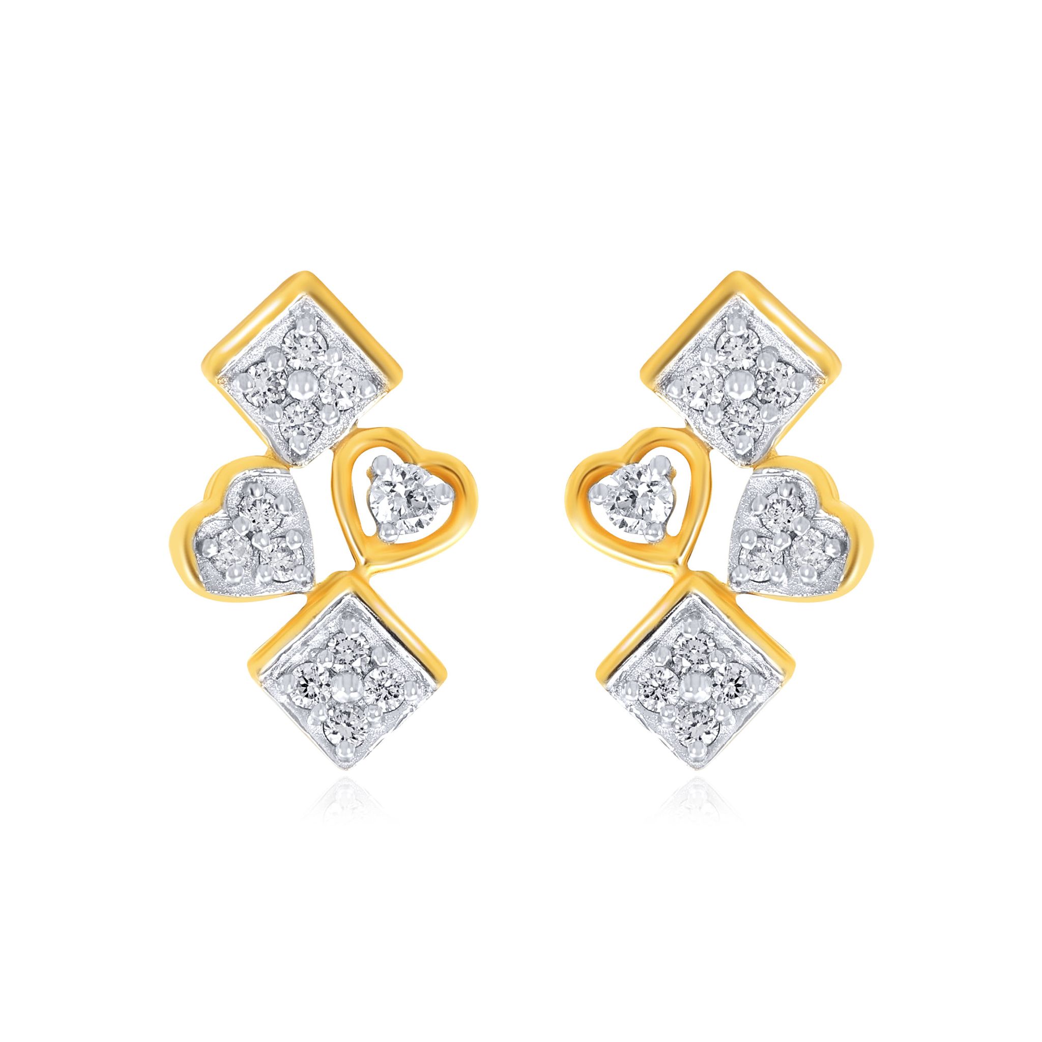 Senco Gold Rhombic Sweethearts Diamond Studs (1.8 gram / 0.24 Ct / HI-SI / 14K Yellow Gold)