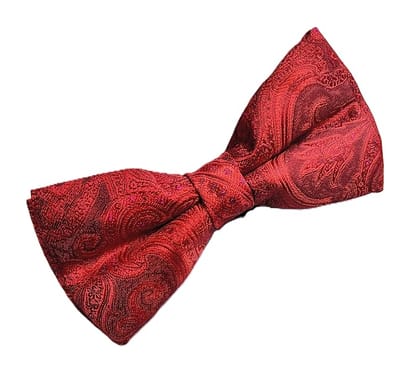 VOICI Men's Velvet & Satin oversized Bow & Pocket Square Tie Black Color Free Size best for Tuxido dinner jackets - Red