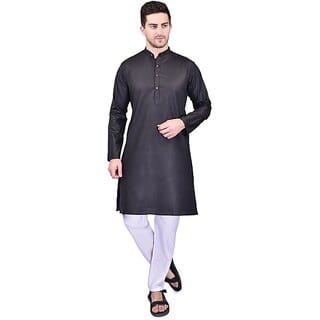 PrintCultr Men Kurta and Pyjama Set (Black)
