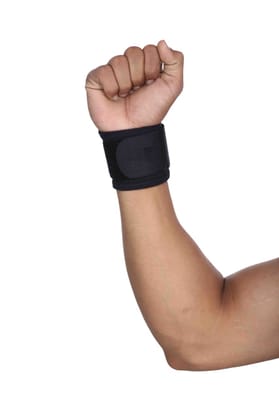 EZYFIT Wrist Support Band with Velcro, Sport Wrist Wrap for Wrist Pain Relief, One Size Fits Most - Black