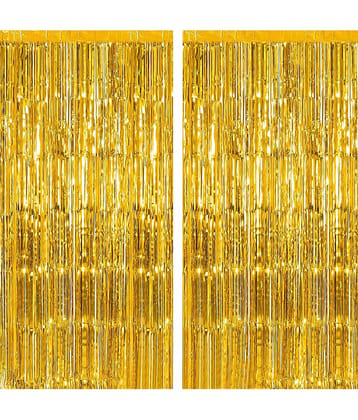 Fringe Green Foil Curtain (Pack of 2) for Backdrop Birthday Anniversary Wedding Bachelorette Party Decoration, Kit, Combo
