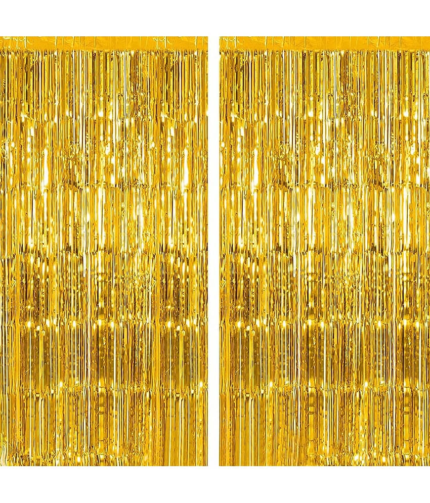 Fringe Green Foil Curtain (Pack of 2) for Backdrop Birthday Anniversary Wedding Bachelorette Party Decoration, Kit, Combo