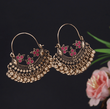 Antique Gold Plated Chand Bali Earring- AER 3221