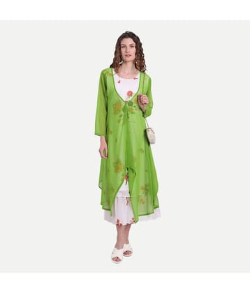 AARSHYA Women Georgette Printed A-line Dress ( Green )