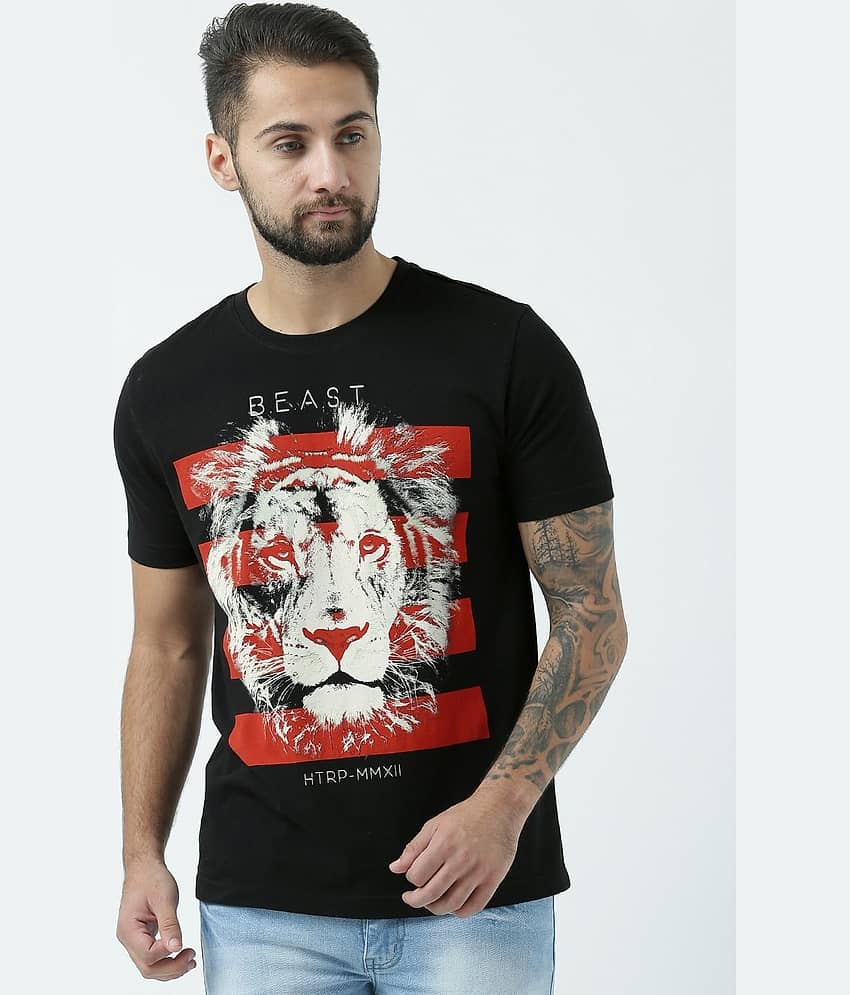 Huetrap Pack of 1 Cotton Regular Fit Men's T-Shirt ( Black )