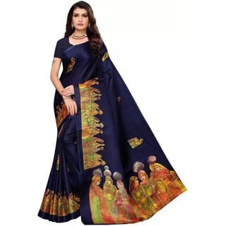 SVB Sarees Womens Blue Colour Khadi Silk Saree With Blouse