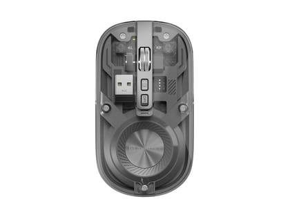 Portronics Toad 8 Transparent Wireless Bluetooth Mouse with Dual Wireless (BT + 2.4 GHz), Rechargeable Battery, Noise-Free Clicking, Show/Hide Desktop, Multi-Device Pair, Adjust Sensitivity - Grey