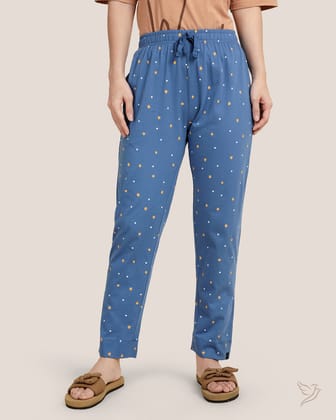 Star Printed Night Pants - Blue-XS / Blue
