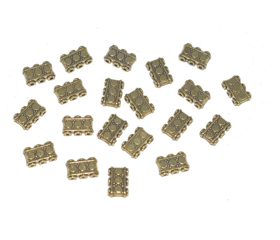 Antique Gold 3 Hole Connector for Jewellery Making and Embroidery Work. CTR-030-Per Packet of 45 Pair / 6X10 MM
