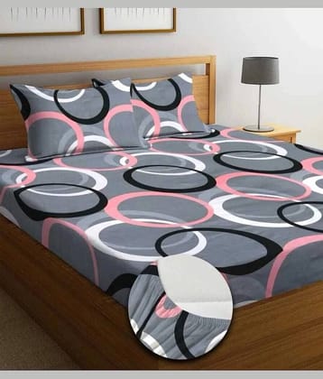 Decent Home Blue Cotton 1 Double Bedsheet with 2 Pillow Covers ( 254 cm x 228 cm )