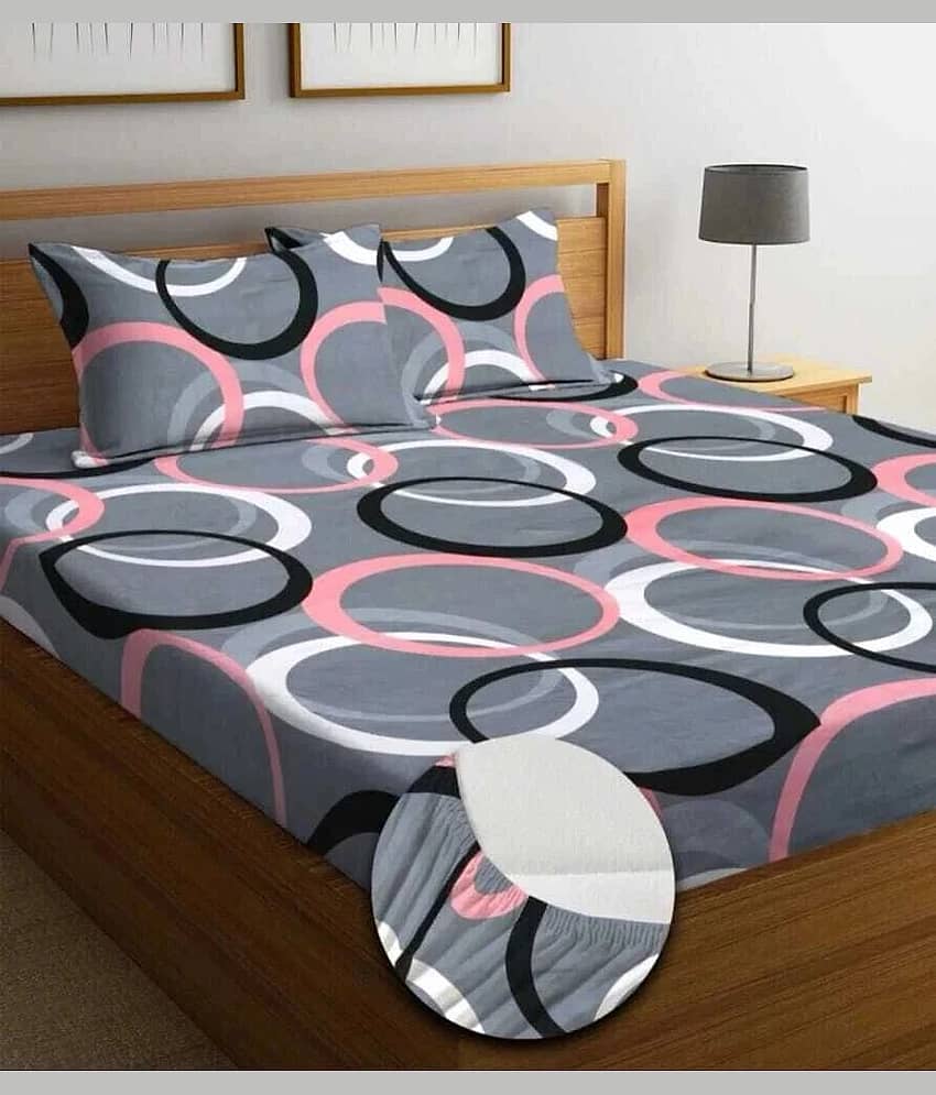 Decent Home Blue Cotton 1 Double Bedsheet with 2 Pillow Covers ( 254 cm x 228 cm )