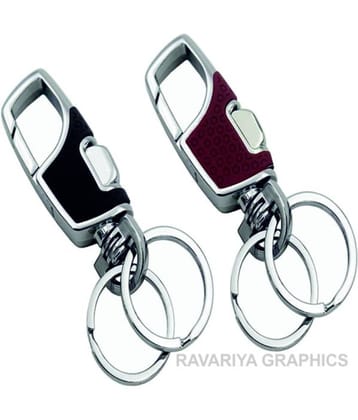Ravariya Graphis Button-operated Double-Ring Omuda Hook (Brown) Key Chain