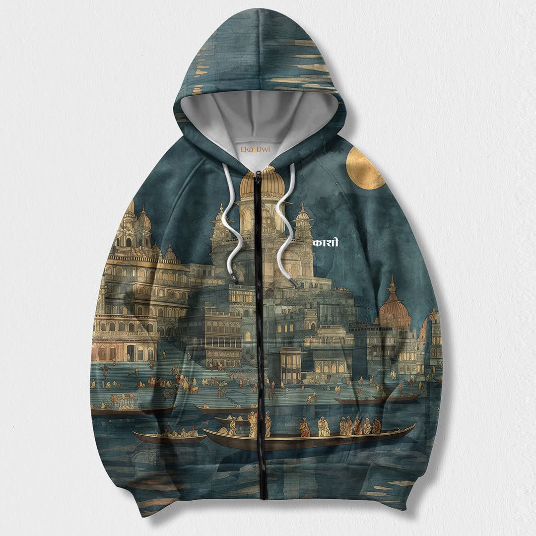 काशी * Printed Hoodie #3-XS / Zipper